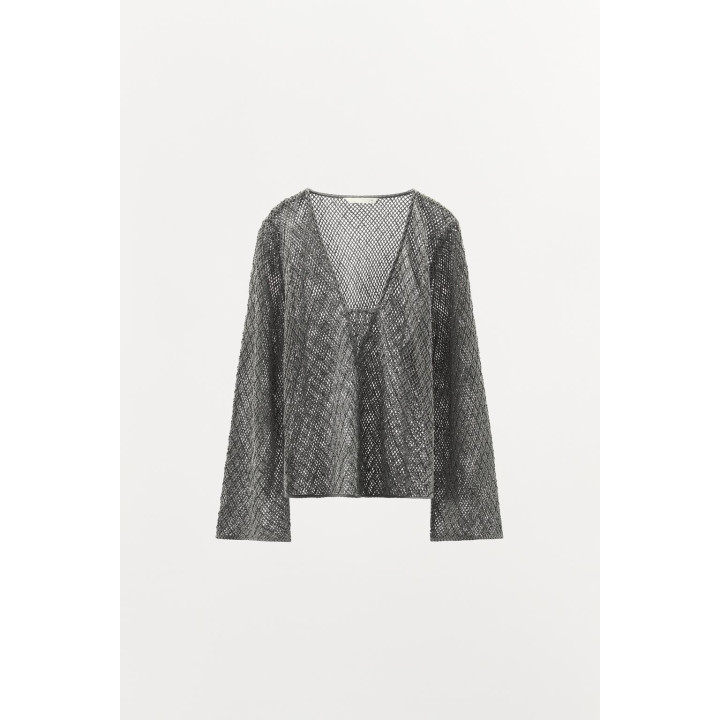 ВЯЗАНЫЙ ТОП С БУСИНАМИ