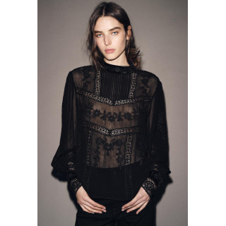 БЛУЗА С КРУЖЕВОМ ИЗ БАРХАТА — ZW COLLECTION