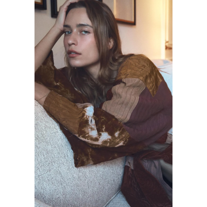 ДЛИННОЕ КИМОНО ИЗ ТКАНИ С ЭФФЕКТОМ ПЭЧВОРК, ЛИМИТИРОВАННАЯ СЕРИЯ