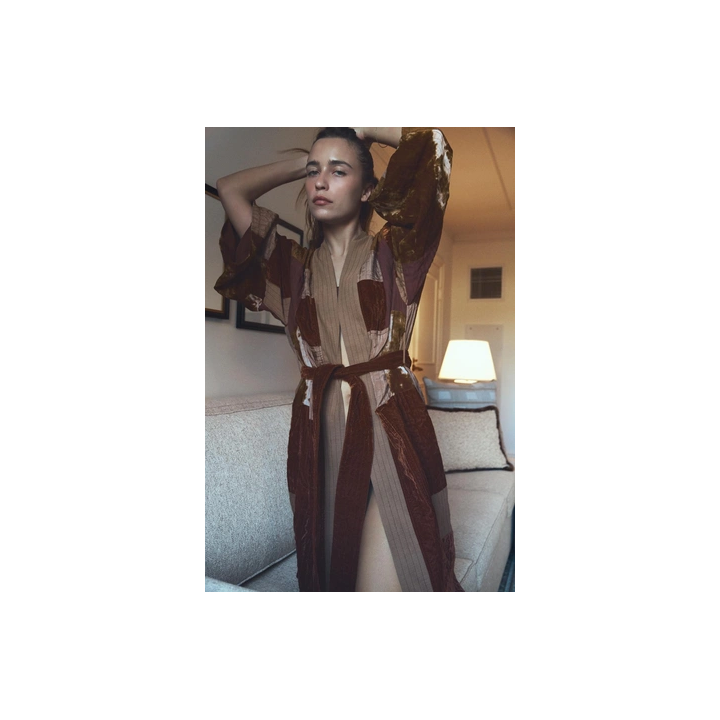 ДЛИННОЕ КИМОНО ИЗ ТКАНИ С ЭФФЕКТОМ ПЭЧВОРК, ЛИМИТИРОВАННАЯ СЕРИЯ