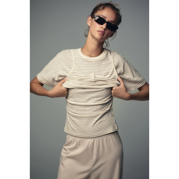 ФУТБОЛКА В СТИЛЕ РУСТИК СО СБОРКАМИ