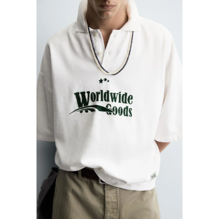 ПОЛО С ВЫШИВКОЙ СВОБОДНОГО КРОЯ