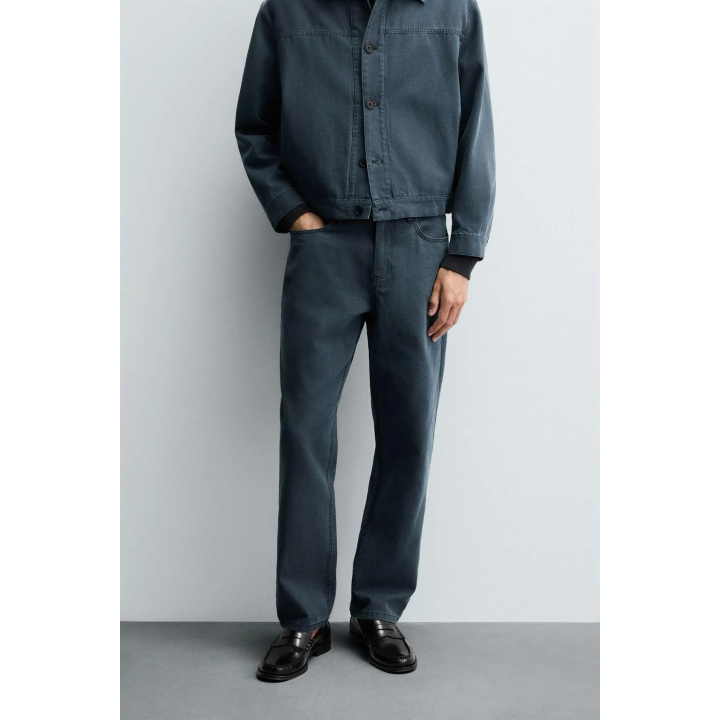 БРЮКИ STRAIGHT FIT С ЭФФЕКТОМ ПОТЕРТОСТИ