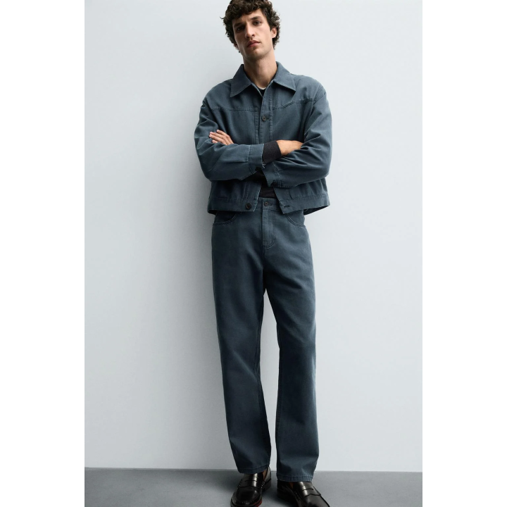 БРЮКИ STRAIGHT FIT С ЭФФЕКТОМ ПОТЕРТОСТИ