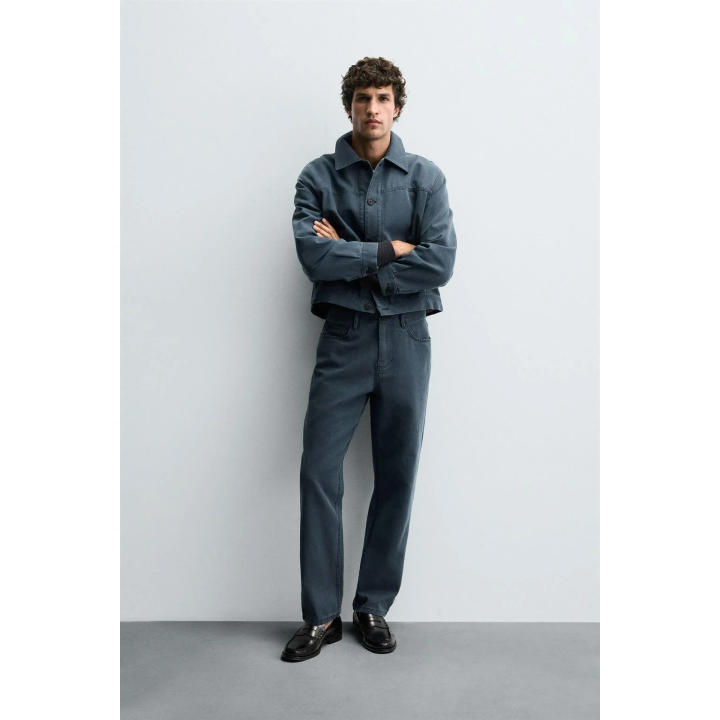 БРЮКИ STRAIGHT FIT С ЭФФЕКТОМ ПОТЕРТОСТИ