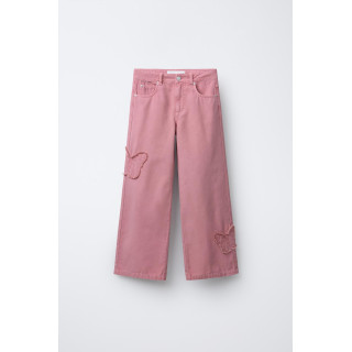 ДЖИНСЫ WIDE LEG С ВЫШИВКОЙ В ВИДЕ БАБОЧЕК