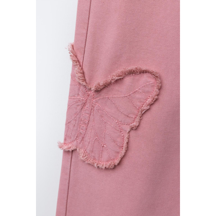 ДЖИНСЫ WIDE LEG С ВЫШИВКОЙ В ВИДЕ БАБОЧЕК