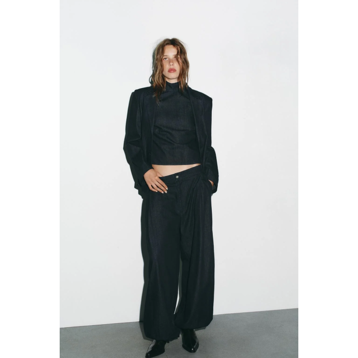 ДЖИНСОВЫЙ ТОП TRF С ГОРЛОВИНОЙ ХАЛТЕР