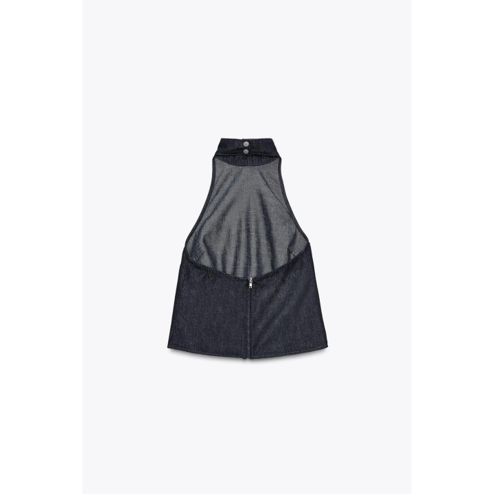 ДЖИНСОВЫЙ ТОП TRF С ГОРЛОВИНОЙ ХАЛТЕР