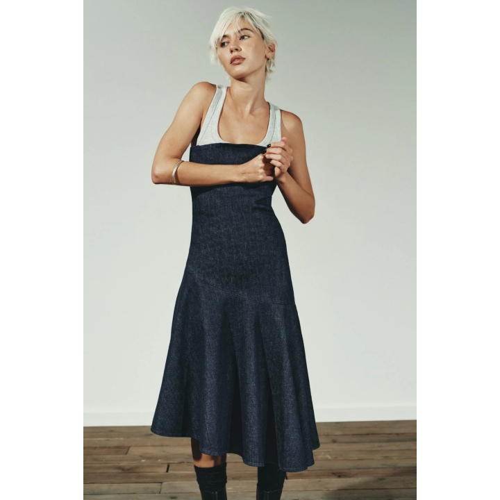 ДЖИНСОВОЕ АСИММЕТРИЧНОЕ ПЛАТЬЕ TRF