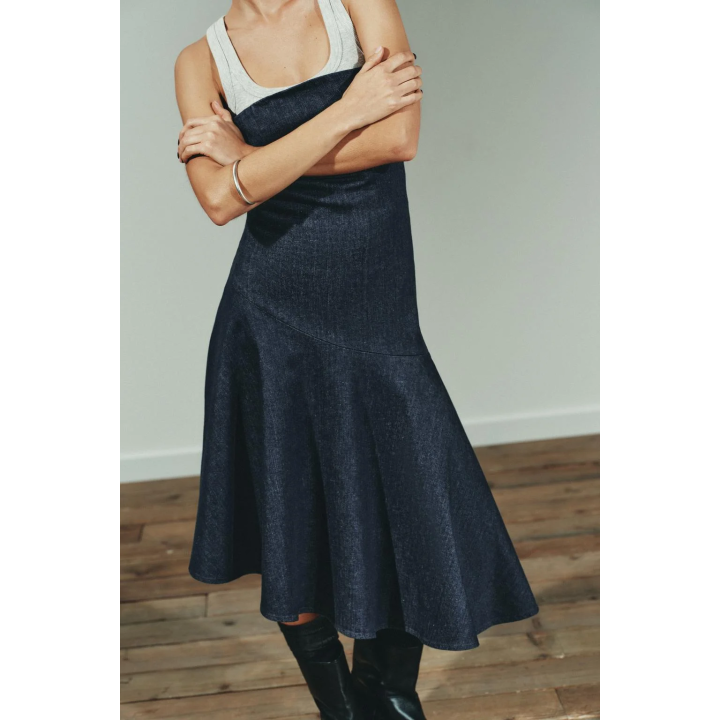 ДЖИНСОВОЕ АСИММЕТРИЧНОЕ ПЛАТЬЕ TRF