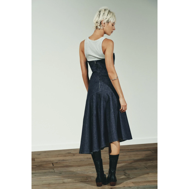 ДЖИНСОВОЕ АСИММЕТРИЧНОЕ ПЛАТЬЕ TRF