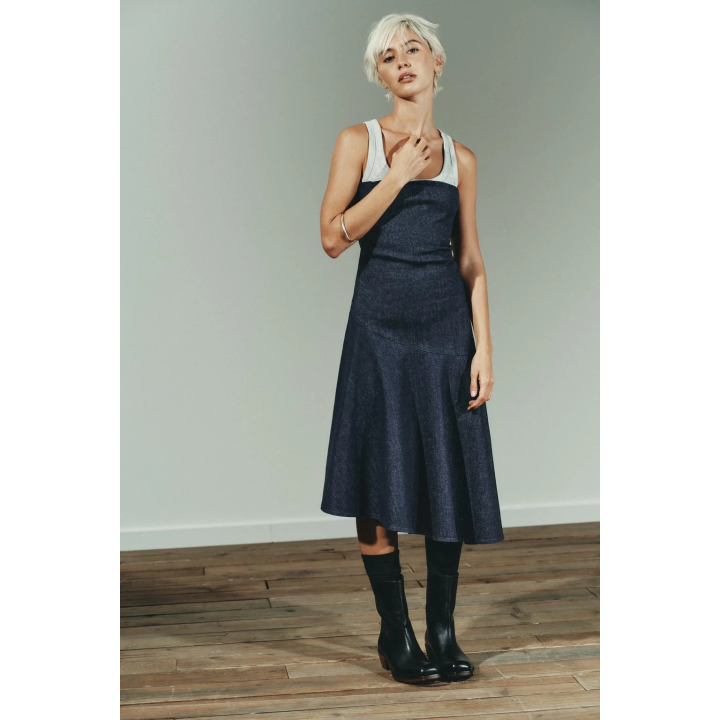 ДЖИНСОВОЕ АСИММЕТРИЧНОЕ ПЛАТЬЕ TRF