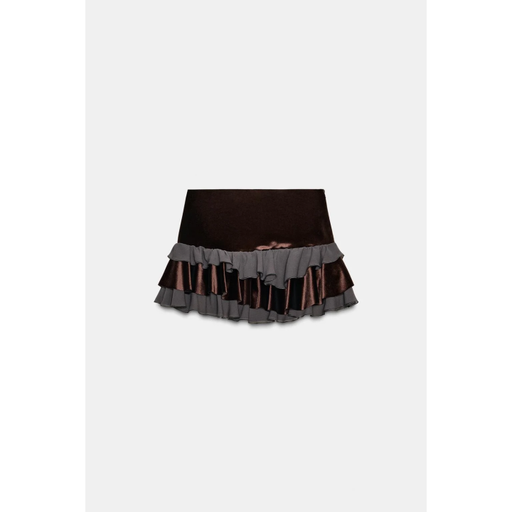 КОМБИНИРОВАННАЯ МИНИ-ЮБКА С ВОЛАНАМИ