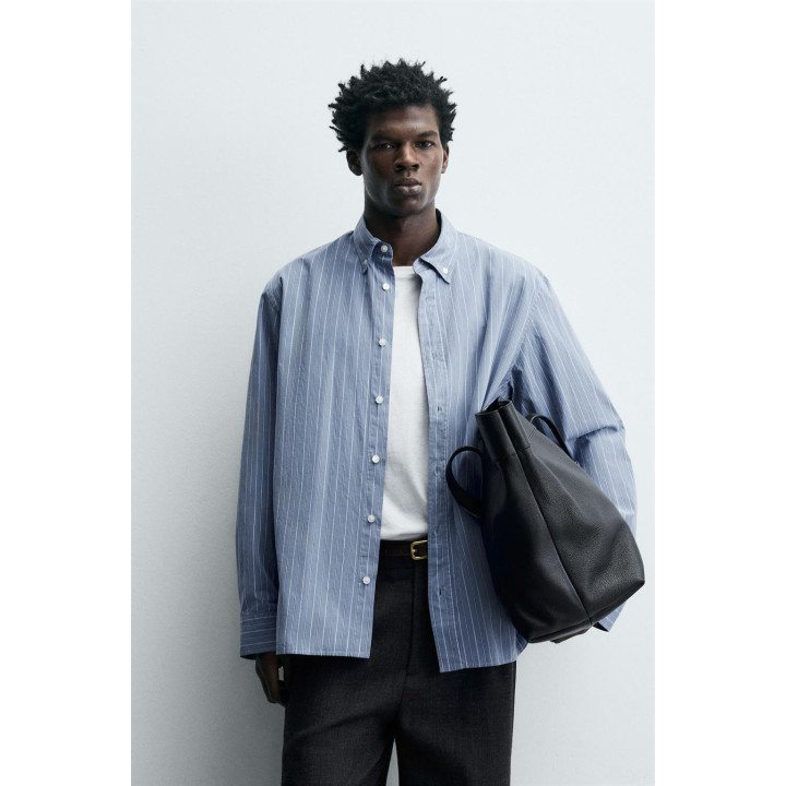 Рубашка в полоску из текстурированного хлопка