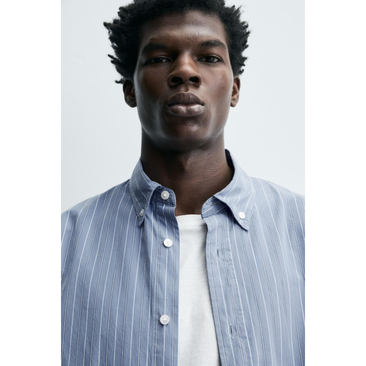 Рубашка в полоску из текстурированного хлопка