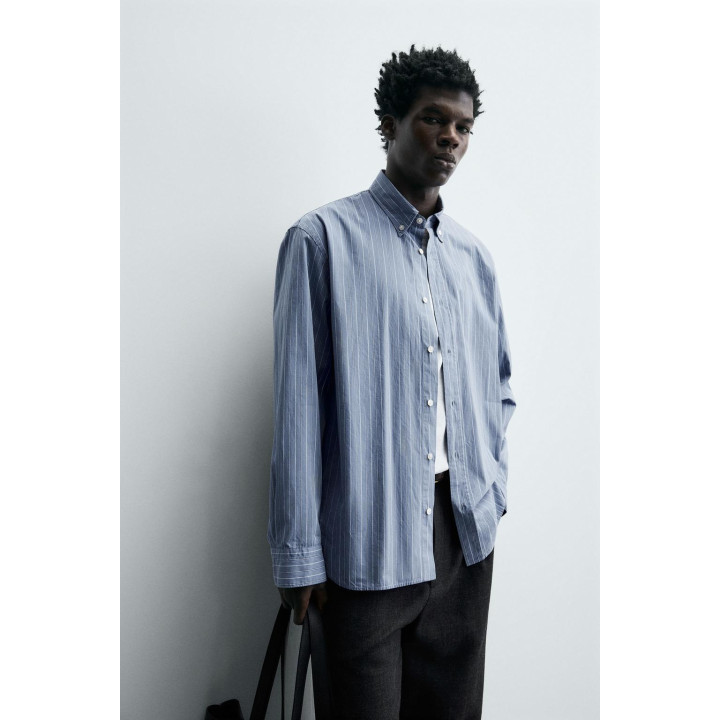 Рубашка в полоску из текстурированного хлопка