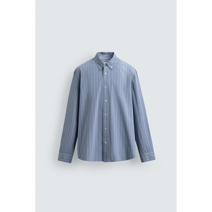 Рубашка в полоску из текстурированного хлопка