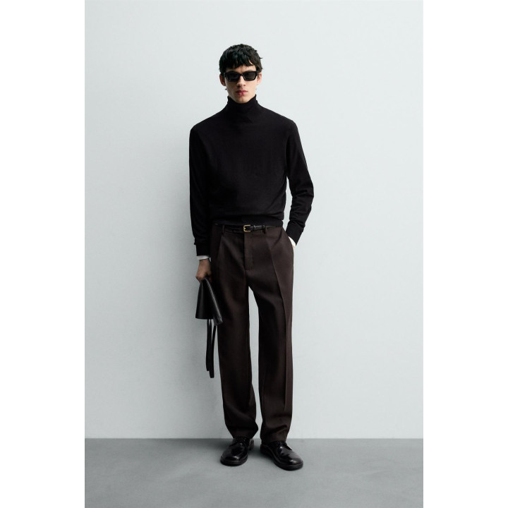 БРЮКИ ИЗ 100% ШЕРСТИ С ЗАЩИПАМИ