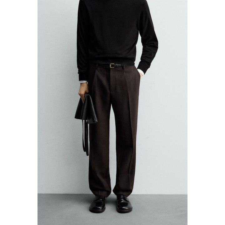 БРЮКИ ИЗ 100% ШЕРСТИ С ЗАЩИПАМИ