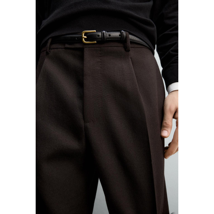 БРЮКИ ИЗ 100% ШЕРСТИ С ЗАЩИПАМИ