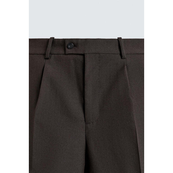 БРЮКИ ИЗ 100% ШЕРСТИ С ЗАЩИПАМИ