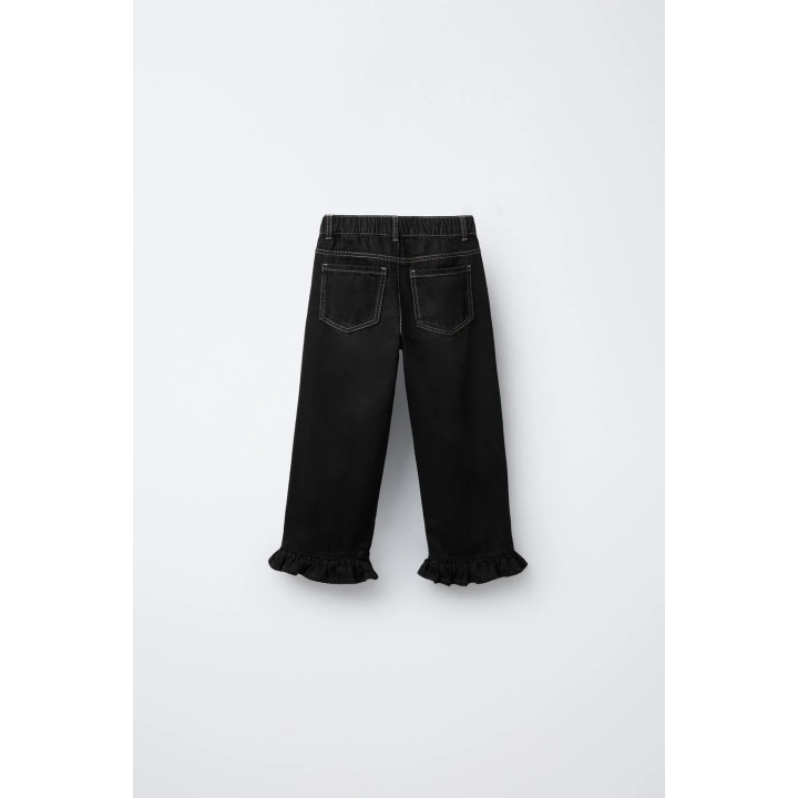 ДЖИНСЫ-КЮЛОТЫ С ОБОРОЧНЫМ НИЗОМ