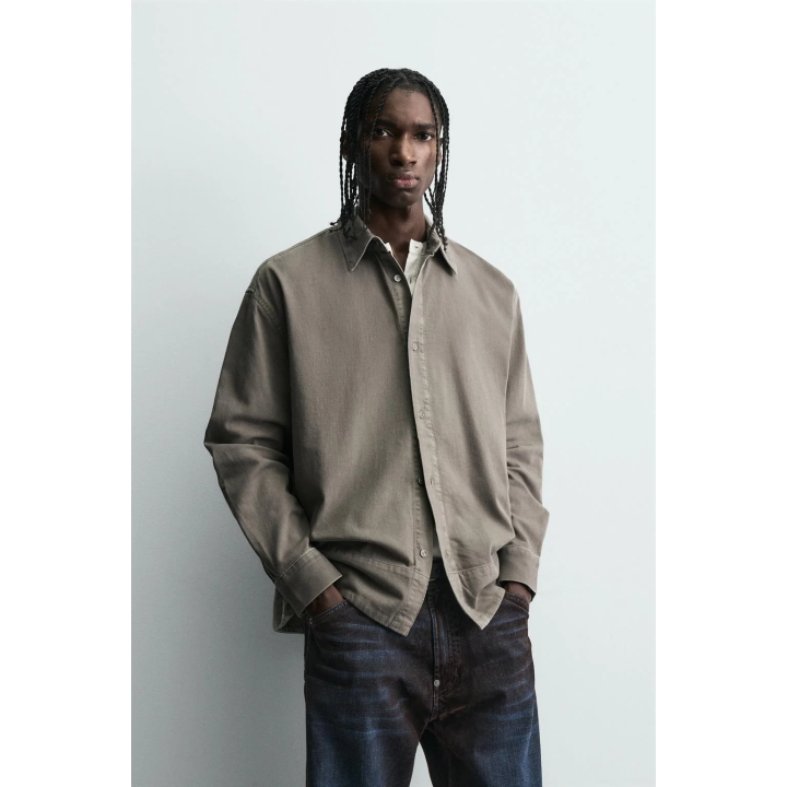 ДЖИНСОВАЯ РУБАШКА С ЭФФЕКТОМ ПОТЕРТОСТИ