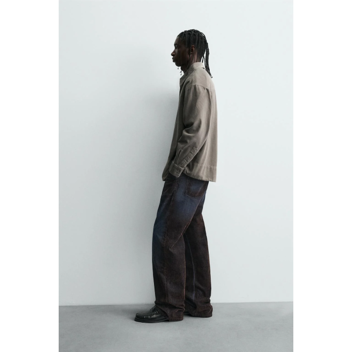 ДЖИНСОВАЯ РУБАШКА С ЭФФЕКТОМ ПОТЕРТОСТИ