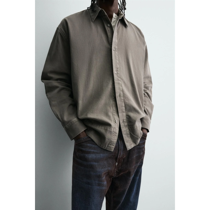 ДЖИНСОВАЯ РУБАШКА С ЭФФЕКТОМ ПОТЕРТОСТИ