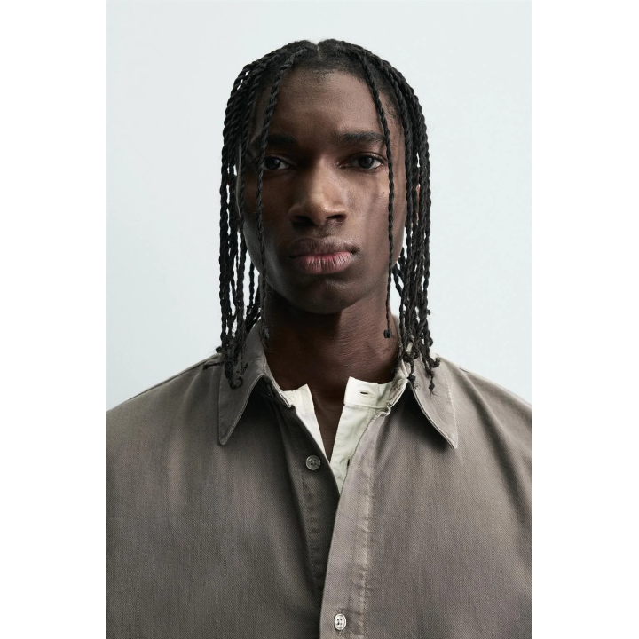 ДЖИНСОВАЯ РУБАШКА С ЭФФЕКТОМ ПОТЕРТОСТИ