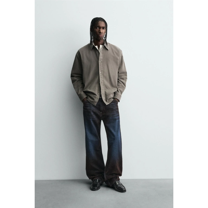 ДЖИНСОВАЯ РУБАШКА С ЭФФЕКТОМ ПОТЕРТОСТИ