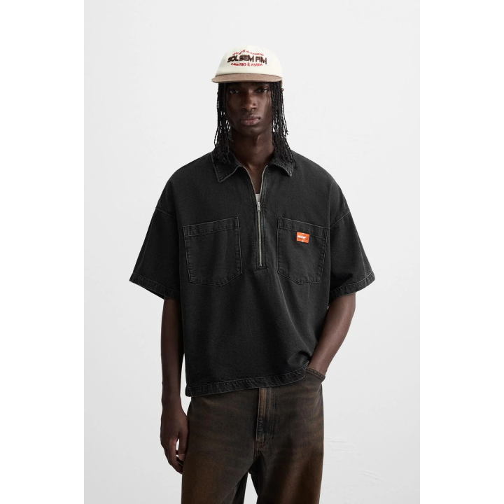 ДЖИНСОВАЯ РУБАШКА-ПОЛО НА МОЛНИИ