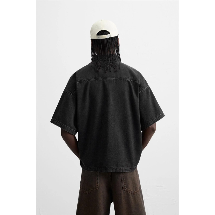 ДЖИНСОВАЯ РУБАШКА-ПОЛО НА МОЛНИИ