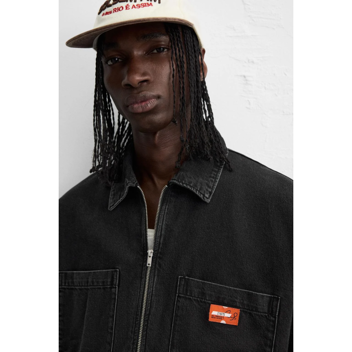 ДЖИНСОВАЯ РУБАШКА-ПОЛО НА МОЛНИИ