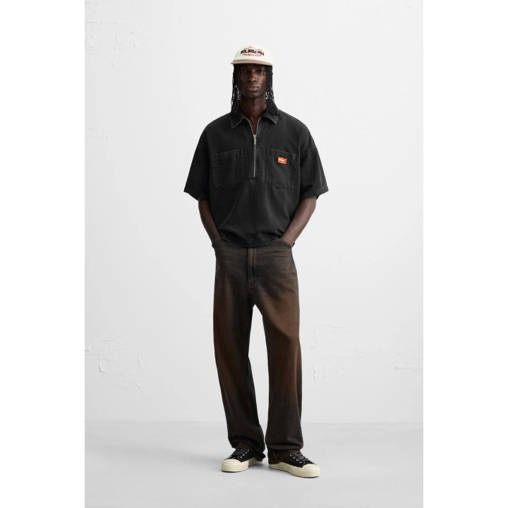 ДЖИНСОВАЯ РУБАШКА-ПОЛО НА МОЛНИИ