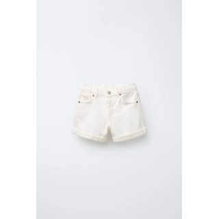 Джинсовые бермуды с высокой талией и вышитыми цветочными мотивами