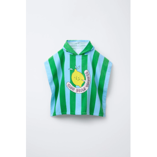 ПОЛОТЕНЦЕ ПОНЧО В ПОЛОСКУ С ПРИНТОМ «ЛИМОН»