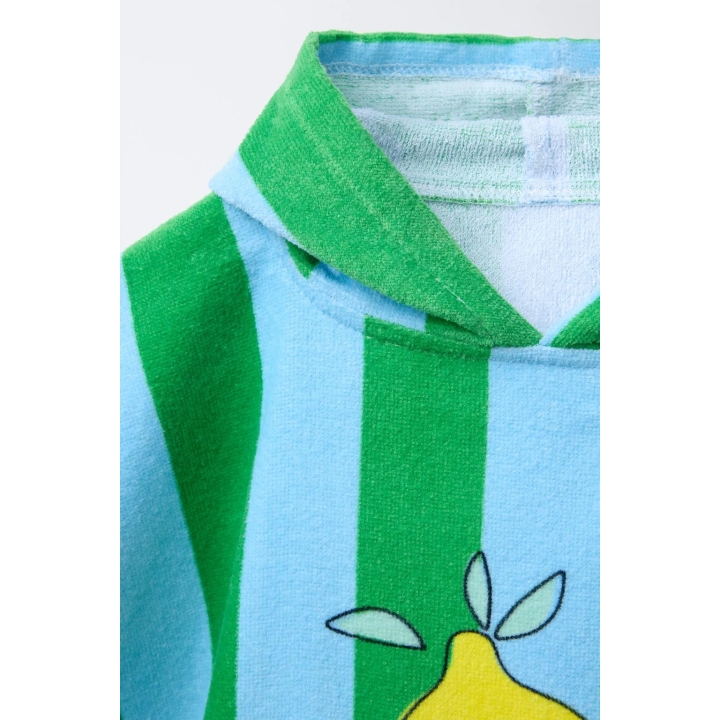 ПОЛОТЕНЦЕ ПОНЧО В ПОЛОСКУ С ПРИНТОМ «ЛИМОН»