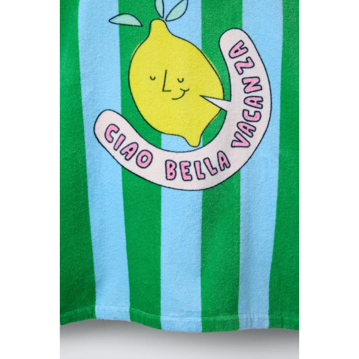 ПОЛОТЕНЦЕ ПОНЧО В ПОЛОСКУ С ПРИНТОМ «ЛИМОН»