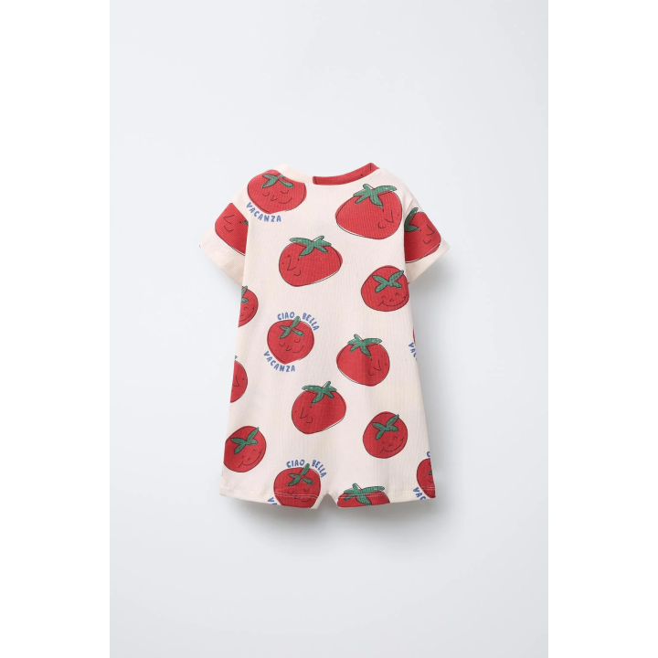 Комбинезон для сна с короткими рукавами и принтом помидора, 1-18 месяцев