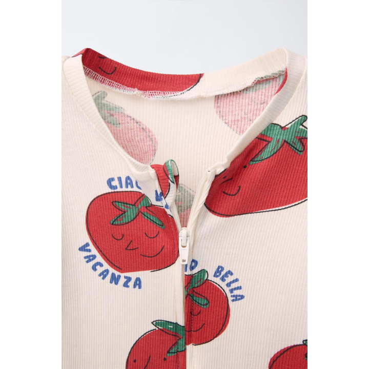 Комбинезон для сна с короткими рукавами и принтом помидора, 1-18 месяцев