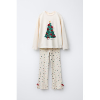Пижама с принтом деревьев на бархатной ленте для возраста 6-14 лет