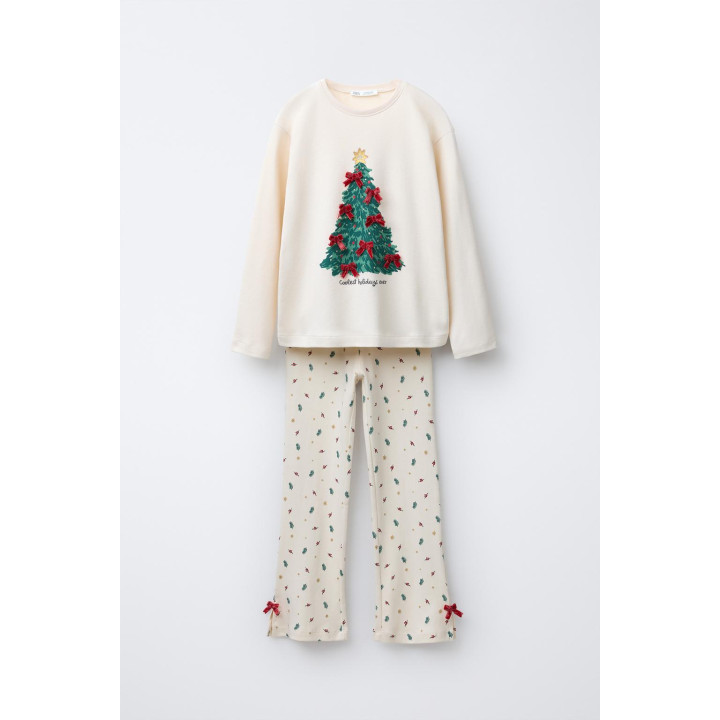 Пижама с принтом деревьев на бархатной ленте для возраста 6-14 лет