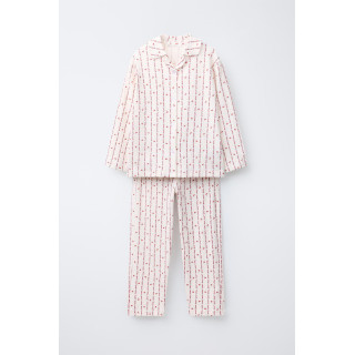 6-14 ЛЕТ/ПИЖАМА: РУБАШКА И БРЮКИ С ПРИНТОМ «ВИШНИ И ЦВЕТЫ»