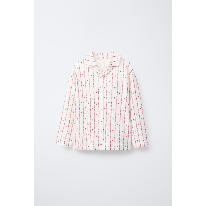 6-14 ЛЕТ/ПИЖАМА: РУБАШКА И БРЮКИ С ПРИНТОМ «ВИШНИ И ЦВЕТЫ»