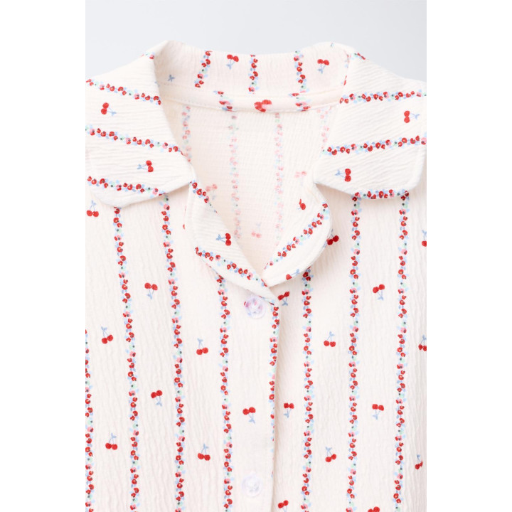 6-14 ЛЕТ/ПИЖАМА: РУБАШКА И БРЮКИ С ПРИНТОМ «ВИШНИ И ЦВЕТЫ»