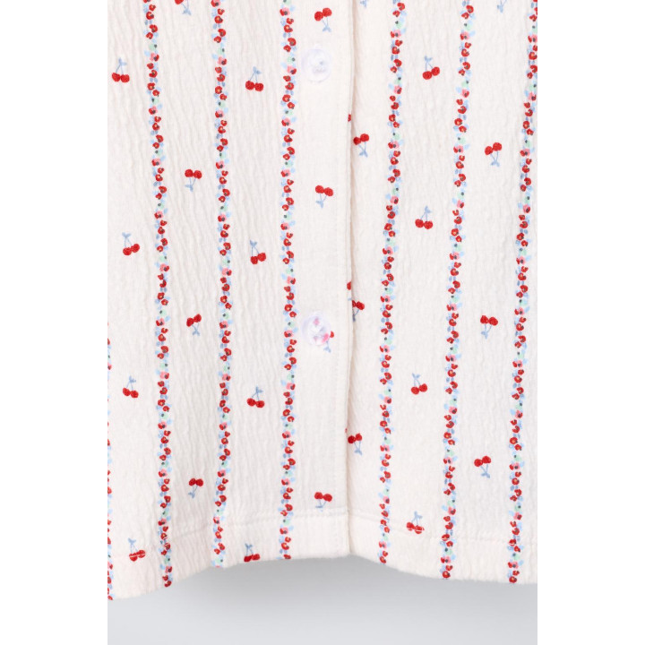 6-14 ЛЕТ/ПИЖАМА: РУБАШКА И БРЮКИ С ПРИНТОМ «ВИШНИ И ЦВЕТЫ»