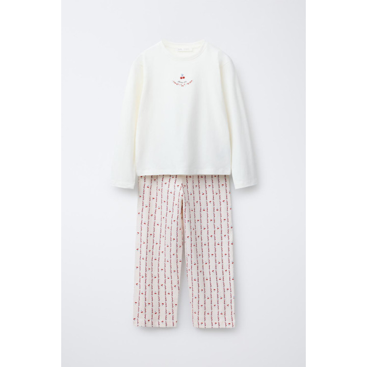 6-14 ЛЕТ/ПИЖАМА: ФУТБОЛКА И БРЮКИ С ПРИНТОМ «ВИШНИ И ЦВЕТЫ»