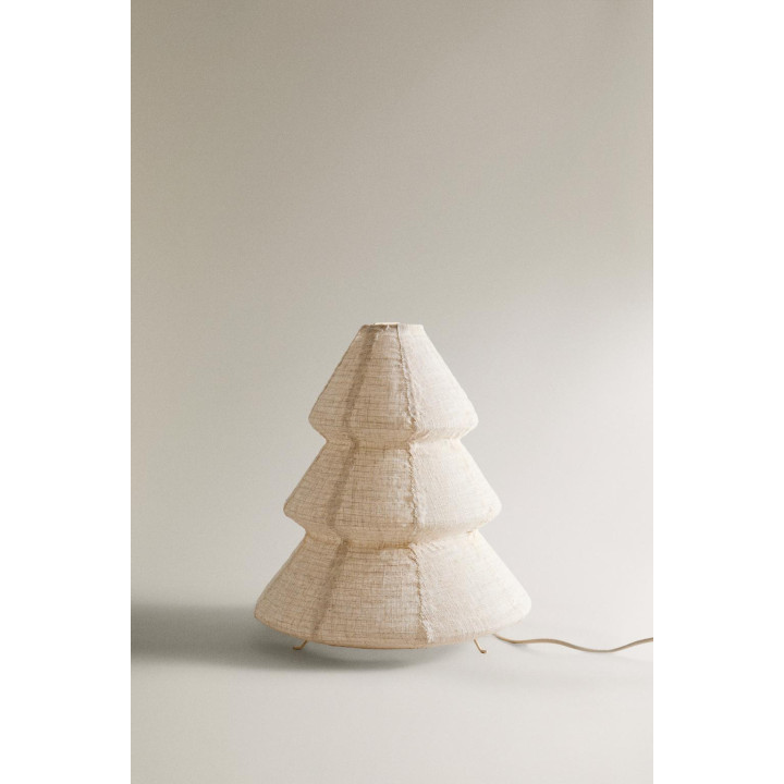 Лампа в виде дерева с абажуром из льна